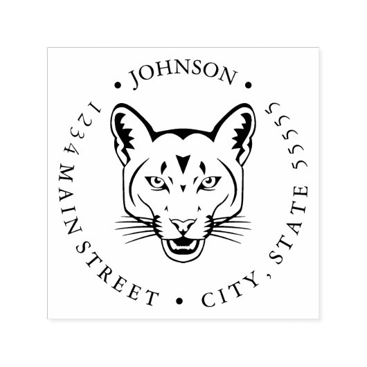 クーガーマウンテンライオンプーマ戻りラベル セルフインキングスタンプ (デザイン)