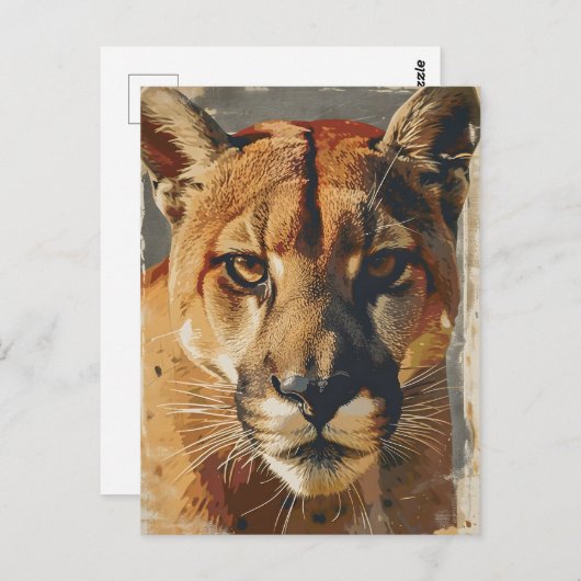 クーガーマウンテンライオンヴィンテージ ポストカード (正面/裏面)