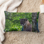 クーガーマウンテンライオン大きな猫アートデザイン6 ランバークッション (ブランケット)