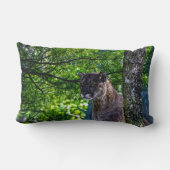 クーガーマウンテンライオン大きな猫アートデザイン6 ランバークッション (裏面)