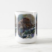 クーガーマウンテンライオン大きな猫アートデザイン コーヒーマグカップ (中央)