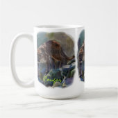 クーガーマウンテンライオン大きな猫アートデザイン コーヒーマグカップ (左)