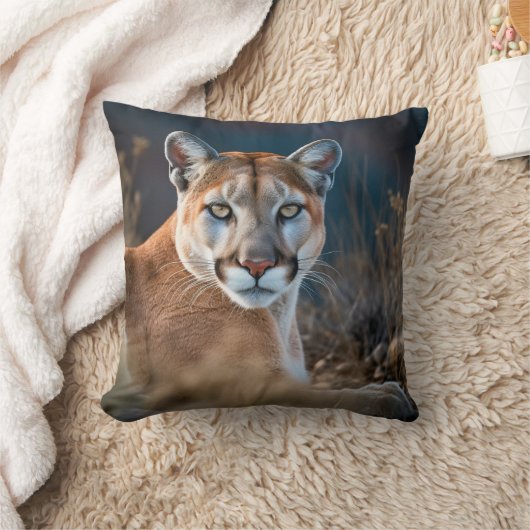 クーガーマウンテンライオン野生動物自然動物 クッション (ブランケット)