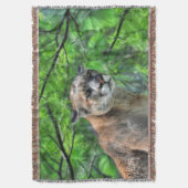 クーガーマウンテンライオン&サマーパインワイルドライフイメージ スローブランケット (正面縦)