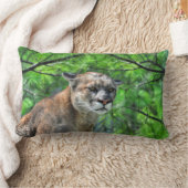 クーガーマウンテンライオン&サマーパインワイルドライフイメージ ランバークッション (ブランケット)