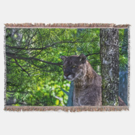 クーガーマウンテンライオン&パインブランチ野生生物II スローブランケット