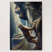 クーガー・オン・ザ・ロック、山岳風景 ジグソーパズル (縦)