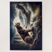 クーガー・オン・ザ・ロック、山岳風景 ジグソーパズル (縦)