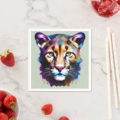 クーガー・カラー・スプラッシュ・抽象芸術・アート スタンダードカクテルナプキン (インサイチュ)