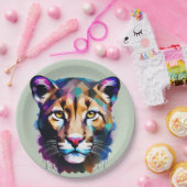 クーガー・カラー・スプラッシュ・抽象芸術・アート ペーパープレート (パーティー)