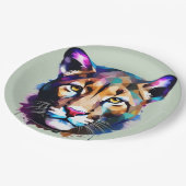 クーガー・カラー・スプラッシュ・抽象芸術・アート ペーパープレート (アングル)