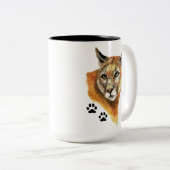 クーガー、プーマ、マウンテンライオン動物トラック旅行M ツートーンマグカップ (正面右)