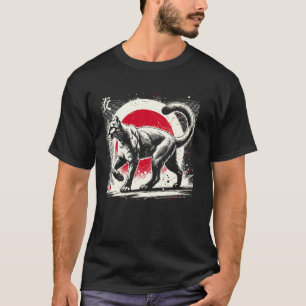クーガー。涼しい墨絵アニマルサンセット Tシャツ