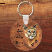 クーガーPumaマウンテンライオン"1日の時間" キーホルダー (正面)