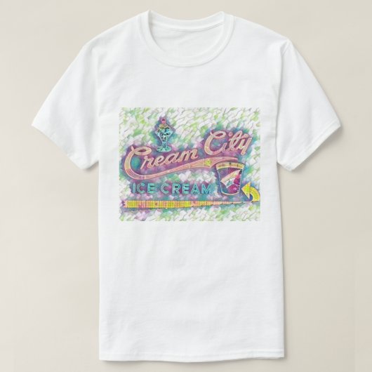 クークビル、TNクリームシティネオンサイン水彩 Tシャツ (デザイン正面)