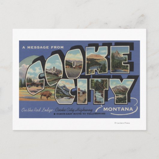 クーク市，モンタナ – ラージレターシーン ポストカード (正面)