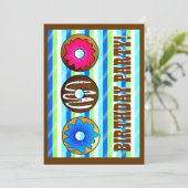 クートドーナツパーティー誕生日招待状5 x 7 -青 招待状 (スタンド正面)