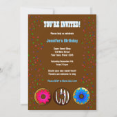 クートドーナツパーティー誕生日招待状5 x 7 -青 招待状 (裏面)