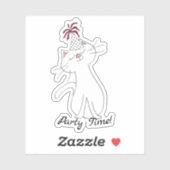 クート子猫ホワイトキャットパーティーハット シール (シート)