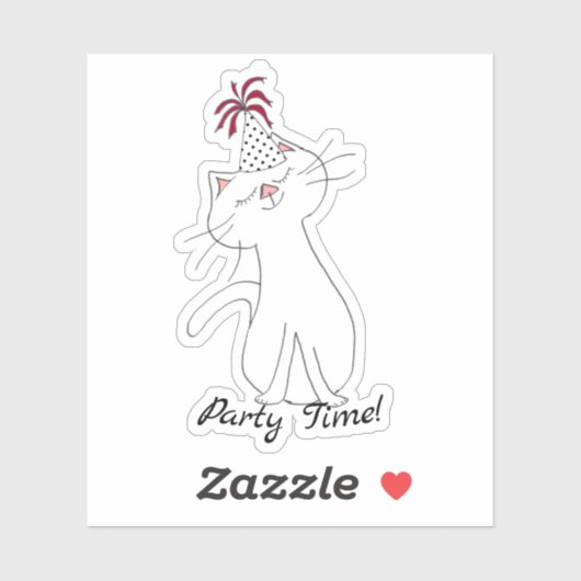 クート子猫ホワイトキャットパーティーハット シール (シート)