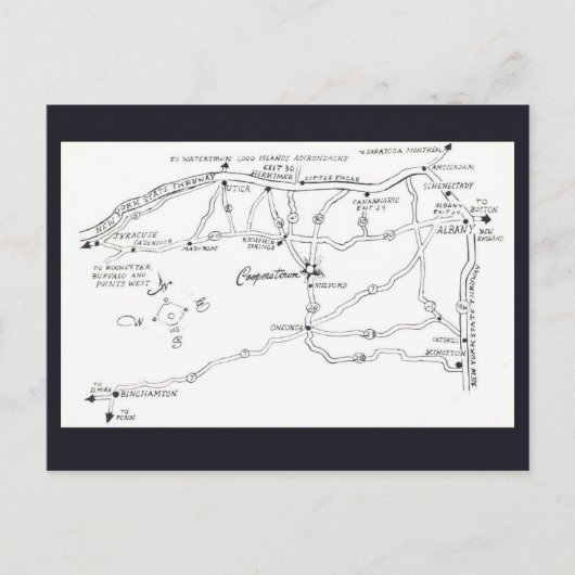 クーパーズタウン ニューヨーク 地図 ポストカード (正面)