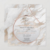 クーパーブライダルシャワーパーリーピンクマーブルホワイトグレー 招待状 (正面/裏面)
