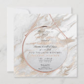 クーパーブライダルシャワーパーリーピンクマーブルホワイトグレー 招待状 (正面)