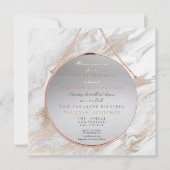 クーパーブライダルシャワーパーリーピンクマーブルホワイトグレー 招待状 (正面)