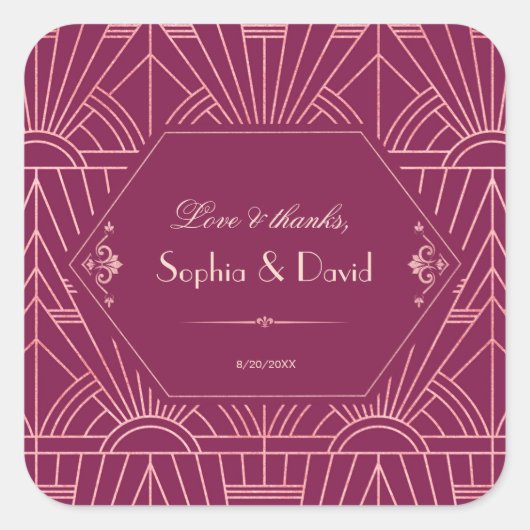 クーパー素晴らしバラギャツビー1920結婚年代 スクエアシール (正面)