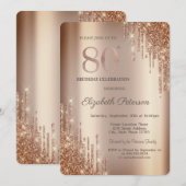 クーパー グリッター ドリップス 80歳の誕生日 招待状 (正面/裏面)