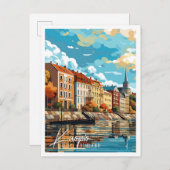 クーピオフィンランドヴィンテージ旅行イラストレーション ポストカード (正面/裏面)