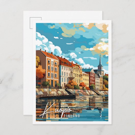 クーピオフィンランドヴィンテージ旅行イラストレーション ポストカード (正面/裏面)