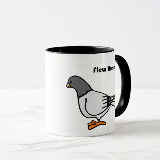 クープグレーおもしろいハトの漫画を飛んだ マグカップ (正面右)