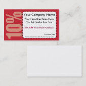 クーポンの名刺を離れて10% 割引カード (正面/裏面)