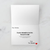 クーポンハッピーバレンタインデーよくはしゃぐピンクレッド カード (内部)