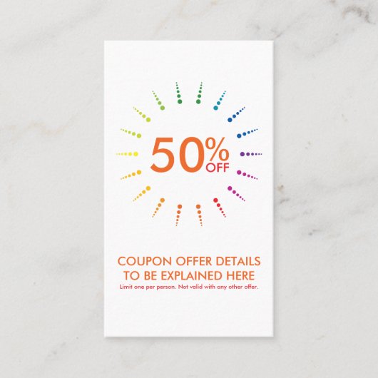 クーポンレインボーバースト 割引カード (正面)