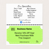 クーポン付きGoogleレビュー折り畳み名刺 名刺 (内部フラット)