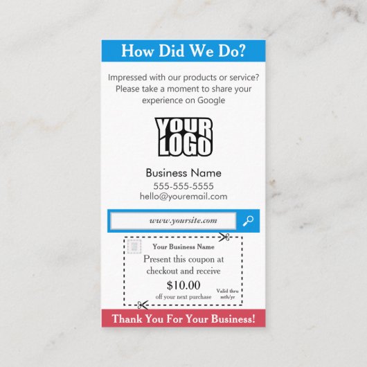 クーポン切り取り付きGoogleレビュー名刺 名刺 (裏面)