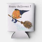 クーラーボックスおもしろいハロウィーンウィッチパンプキン飛んでいる 缶クーラー (正面)