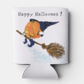 クーラーボックスおもしろいハロウィーンウィッチパンプキン飛んでいる 缶クーラー (裏面)