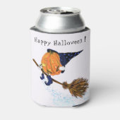 クーラーボックスおもしろいハロウィーンウィッチパンプキン飛んでいる 缶クーラー (缶裏面)
