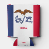 クーラーボックスとアイオワ州州の国旗。 缶クーラー (裏面)