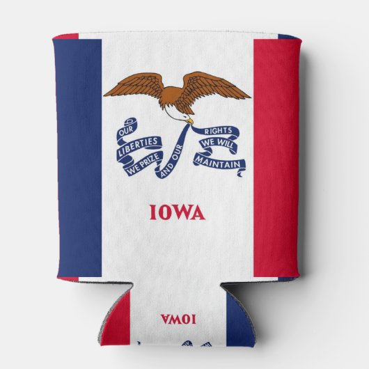 クーラーボックスとアイオワ州州の国旗。 缶クーラー (裏面)