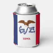 クーラーボックスとアイオワ州州の国旗。 缶クーラー (缶裏面)