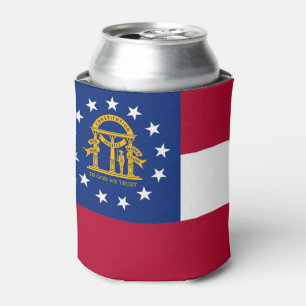 クーラーボックスとアメリカのジョージア州国旗。 缶クーラー