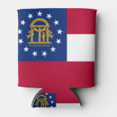 クーラーボックスとアメリカのジョージア州国旗。 缶クーラー (正面)