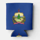 クーラーボックスとアメリカのバーモント州国旗。 缶クーラー (正面)