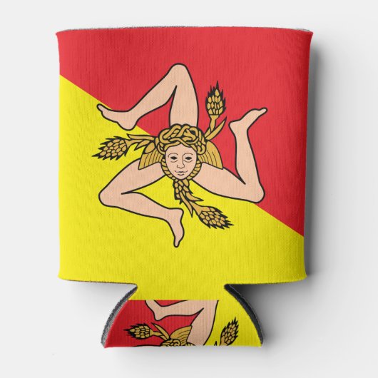 クーラーボックスとシチリア州旗，イタリア 缶クーラー (正面)