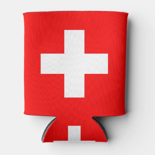 クーラーボックスとスイス国旗 缶クーラー (正面)