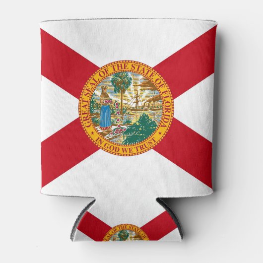 クーラーボックスとフロリダ州州の国旗。 缶クーラー (正面)